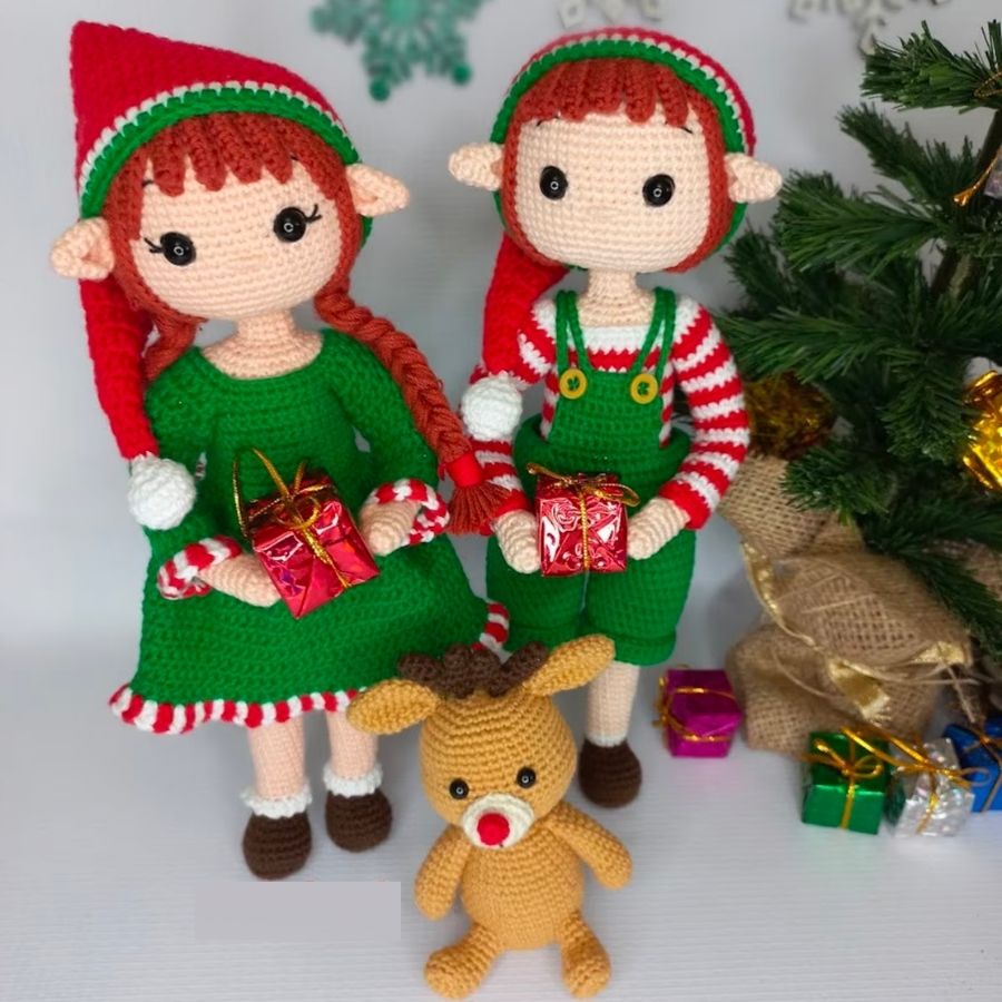 Elfe et Renne Pour Noël - Patron au crochet - Patron du Crochet