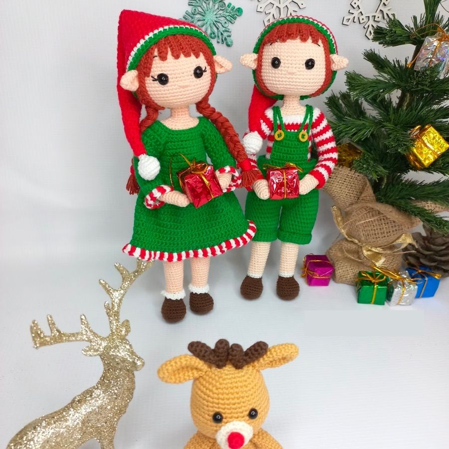 Elfe et Renne Pour Noël - Patron au crochet - Patron du Crochet