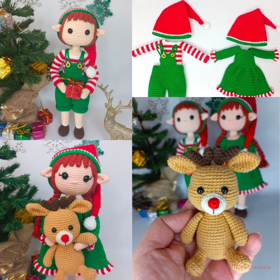 Elfe et Renne Pour Noël - Patron au crochet - Patron du Crochet