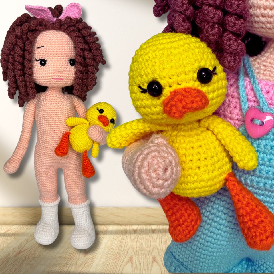 Élodie et son compagnon canetton - modèle de crochet. - Patron du Crochet