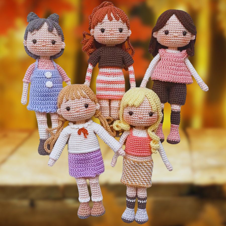 Ensemble de 5 Patrons de Poupées Corolle au Crochet Amigurumi - Patron du Crochet