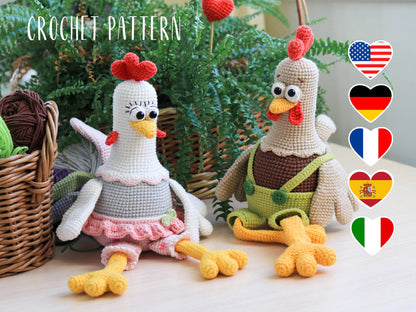 Patron de Crochet Coq et Poulets - Patron du Crochet